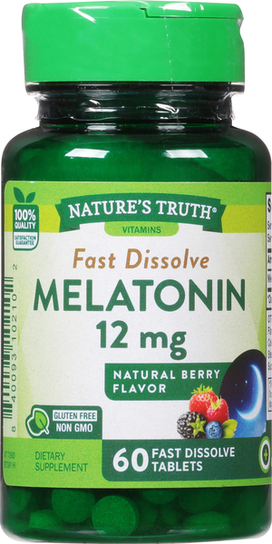 Natures Truth Melatonin, 12 mg, Fast Dissolve Tabs, Natural Berry Flavor