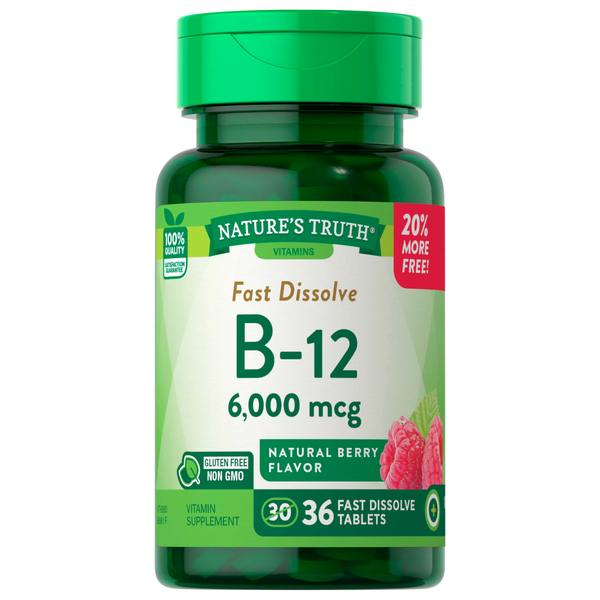 Nature's Truth Vitamin B-12, 6000 mcg, Tablets, Natural Berry Flavor