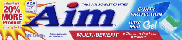 Aim Toothpaste, Anticavity Fluoride, Ultra Mint, Gel, Value Pack