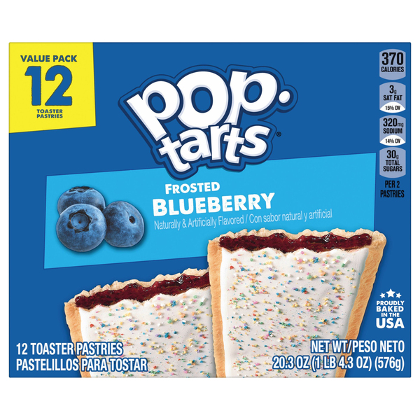 Pop-Tarts Toaster Pastries, Blueberry, Frosted, Value Pack