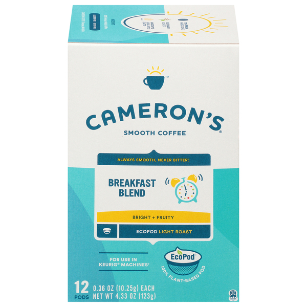 Cameron's Coffee, Smooth, Light Roast, Breakfast Blend, EcoPods