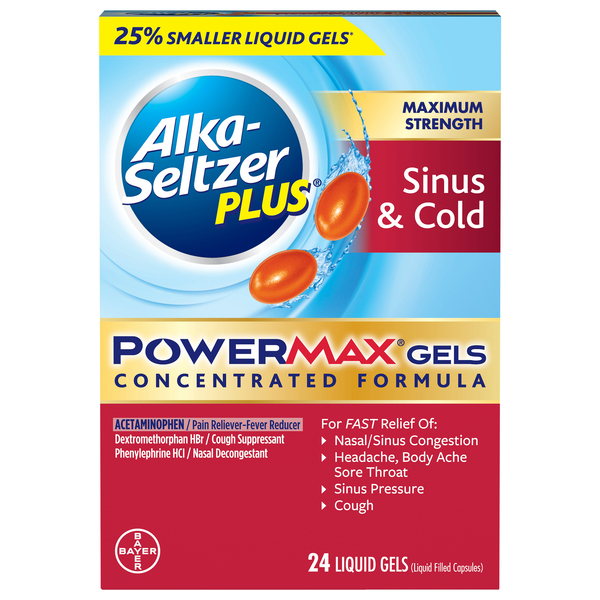 Alka-Seltzer Plus Sinus & Cold, Maximum Srength, PoweMax Gels