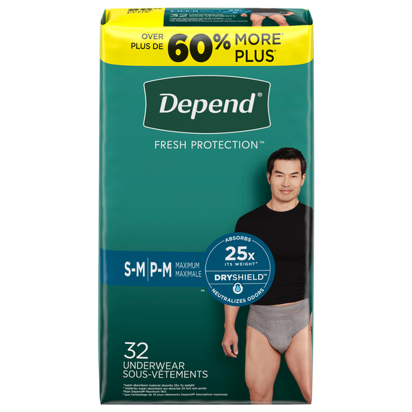 Depend Underwear, for Men, Fit-Flex, Maximum Absorbency, S/M