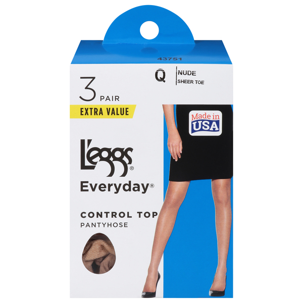  Leggs Womens Sheer Energy Control Top Toe Pantyhose
