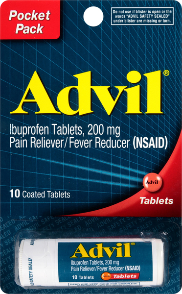 Advil Ibuprofen, 200 mg, Coated Tablets, Pocket Pack