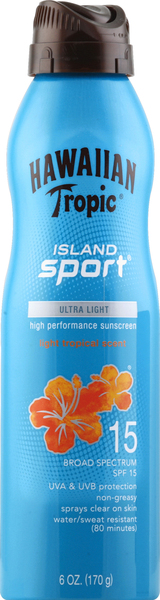 Hawaiian Tropic High Performance Sunscreen, Ultra Light, Light Tropical Scent, Broad Spectrum SPF 15