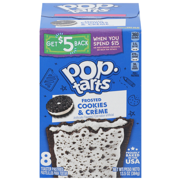 Pop-Tarts Toaster Pastries, Cookies & Creme, Frosted