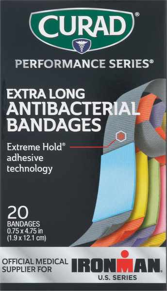 Curad Bandages, Antibacterial, Extra Long