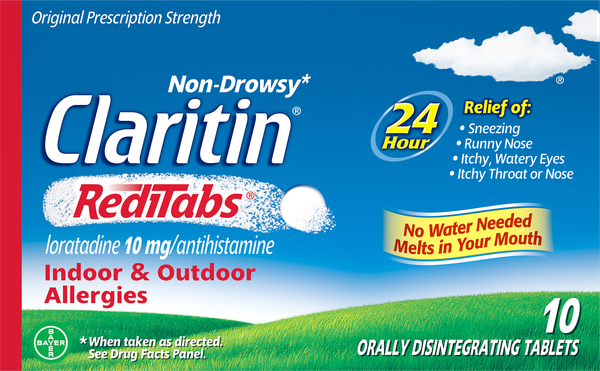 Claritin Loratadine, Non-Drowsy, Original Prescription Strength, 10 mg, Orally Disintegrating Tablets