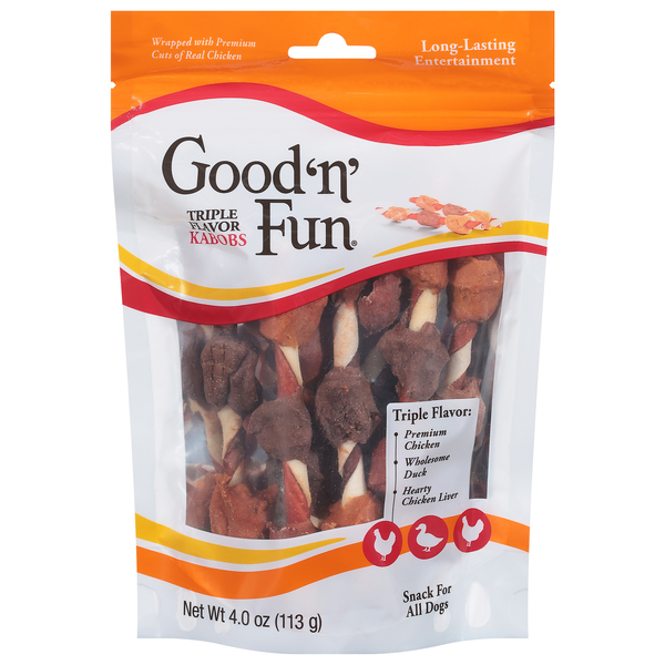 Good 'n' Fun Snack for All Dogs, Triple Flavor, Kabobs