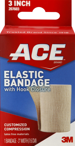 ACE Elastic Bandage, with Hook Closure, 3 Inch Width