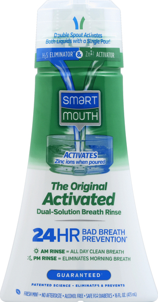 Smart Mouth Breath Rinse, Dual-Solution, Activated, Fresh Mint