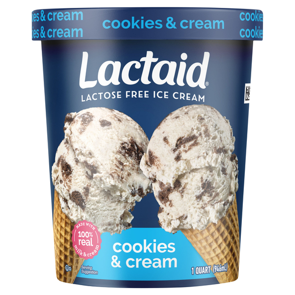 Lactaid Ice Cream, Cookies & Cream, Lactose Free