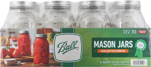 Ball Mason Jars, Regular Mouth, Quart