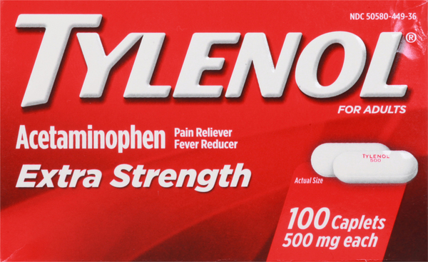 Tylenol Acetaminophen, Extra Strength, 500 mg, For Adults, Caplets