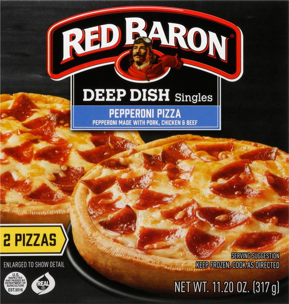 Red Baron Pizzas, Pepperoni, Deep Dish, Singles