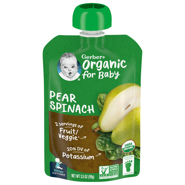 Gerber Pear Spinach, Sitter 2nd Foods