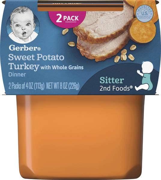 Gerber Sweet Potato Turkey, Poweblend, Sitter 2nd Foods, 2 Pack