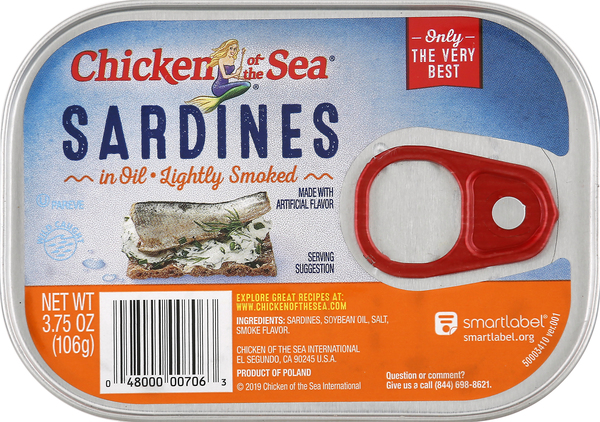 Chicken of the Sea Sardines, Lightly Smoked, in Oil