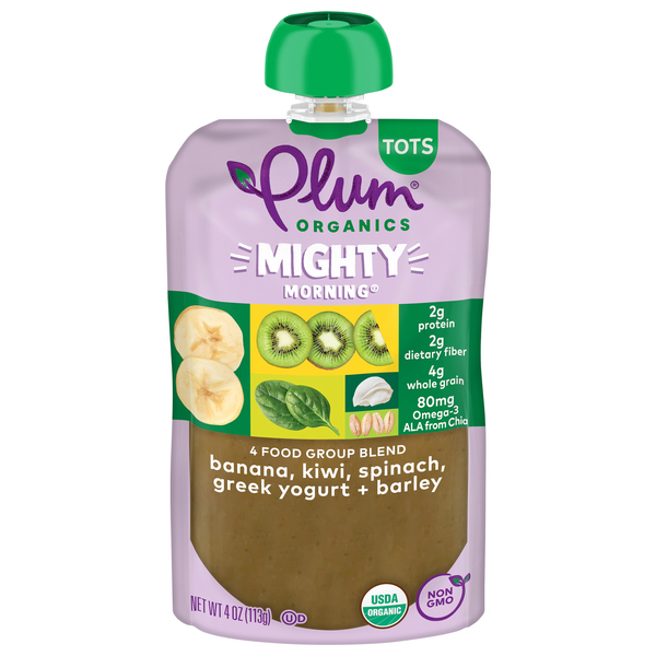 Plum Organics Mighty Morning® Banana, Kiwi, Spinach, Greek Yogurt, & Barley 4oz Pouch