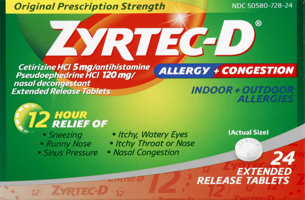 Zyrtec-D Allergy + Congestion, Indoor + Outdoor, Extended Release Tablets