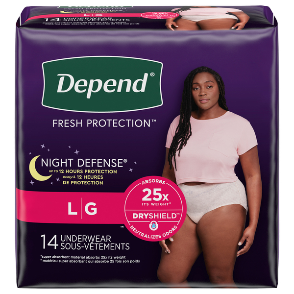 Depend Underwear, Night Defense, Large