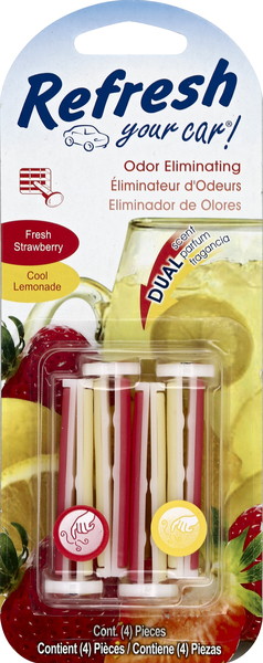 Refresh Your Car! Vent Sticks, Dual Scent, Fresh Strawberry/Cool Lemonade