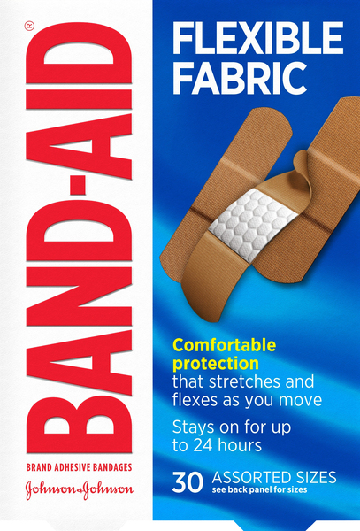 Band Aid Bandages, Adhesive, Flexible Fabric, Assorted Sizes