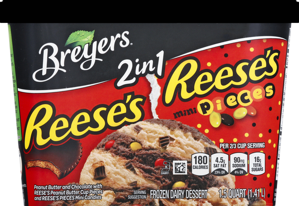 Breyers Frozen Dairy Dessert, Reese’s, 2 in 1, Mini Pieces