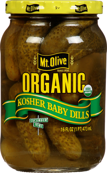 Mt. Olive Pickles, Organic, Kosher Baby Dills, Fresh Pack