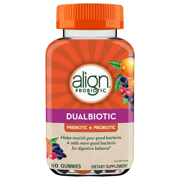 Align Probiotic Prebiotic + Probiotic, Dualbiotic, Gummies, Fruit Flavored