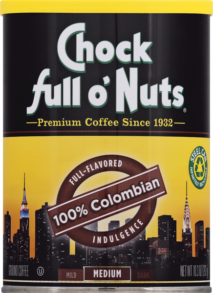 Chock full o'Nuts Coffee, Ground, Medium, 100% Colombian