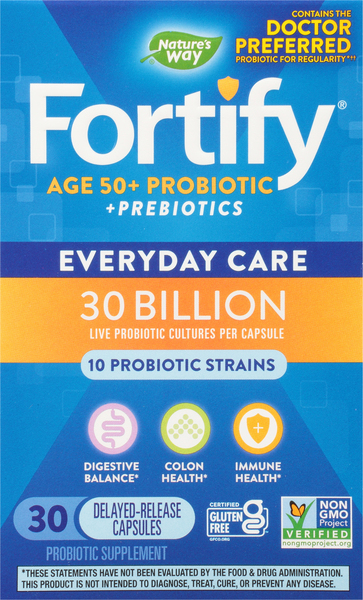 Nature's Way Probiotic + Prebiotics, Everyday Care, Age 50+, Capsules