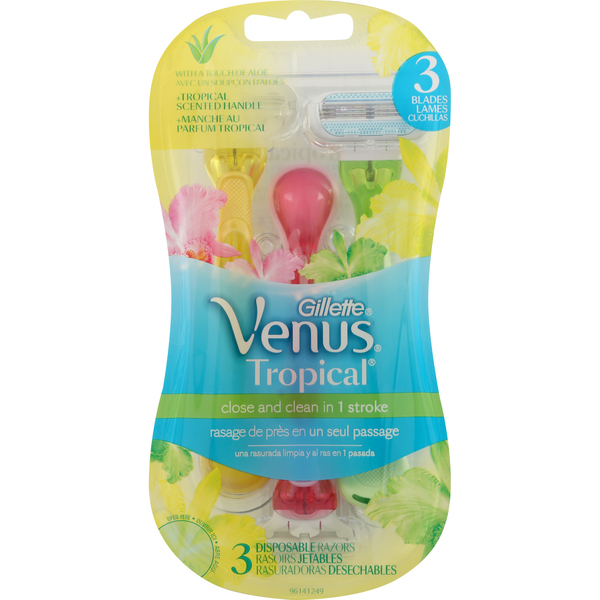 Gillette Venus Razors, Disposable, Tropical