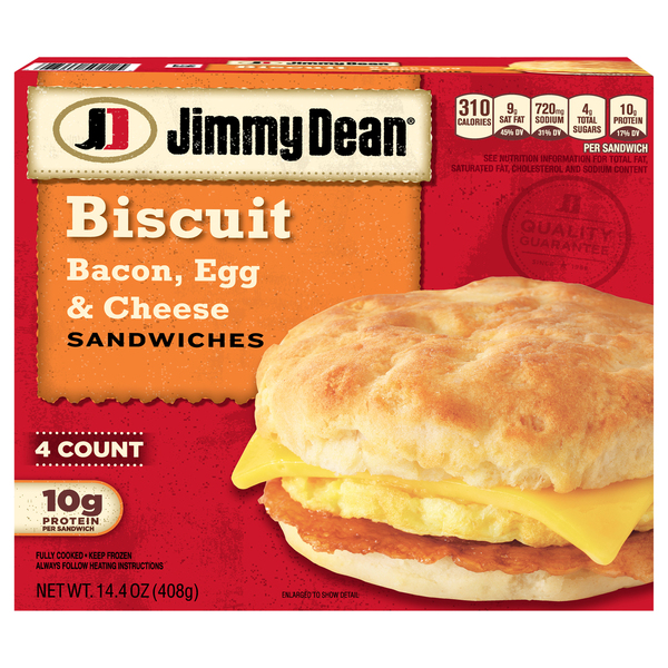 Jimmy Dean Sandwiches, Biscuit, Bacon, Egg & Cheese