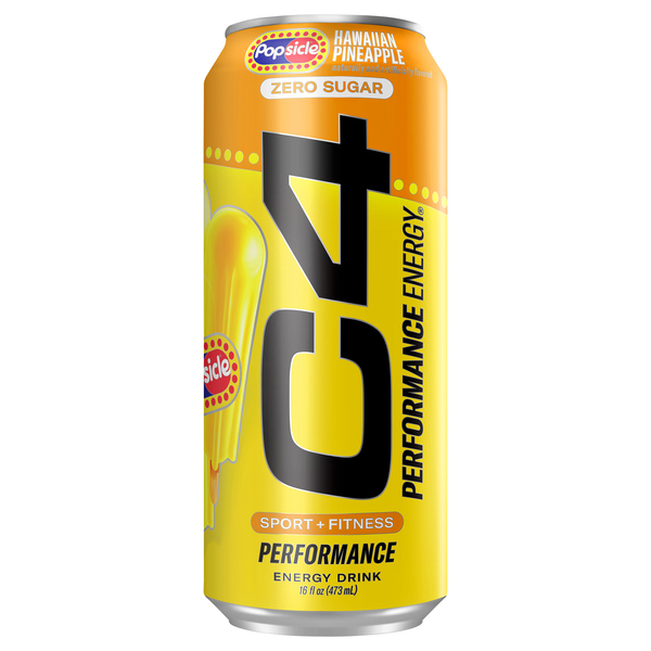 C4 Energy Drink, Zero Sugar, Hawaiian Pineapple