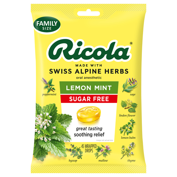 Ricola Drops, Sugar Free, Lemon Mint