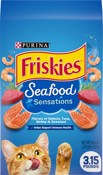 Friskies Cat Food, Seafood Sensations, Salmon, Tuna, Shrimp & Seaweed