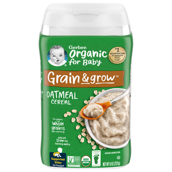 Gerber Cereal, Oatmeal, Grain & Grow, Supported Sitter 1st Foods