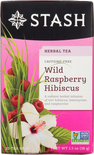 Stash Herbal Tea, Caffeine-Free, Wild Raspberry Hibiscus, Tea Bags