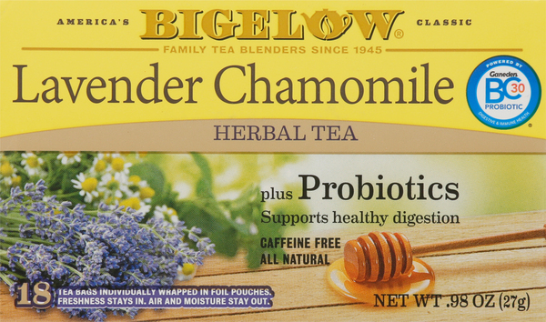 Bigelow Herbal Tea, Plus Probiotics, Lavender Chamomile, Tea Bags