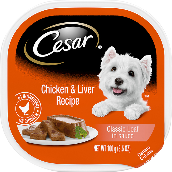 Cesar Canine Cuisine, Chicken & Liver Recipe, Classic Loaf in Sauce