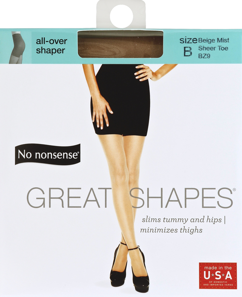 No nonsense Pantyhose, All-Over Shaper, Sheer Toe, Size B, Beige Mist