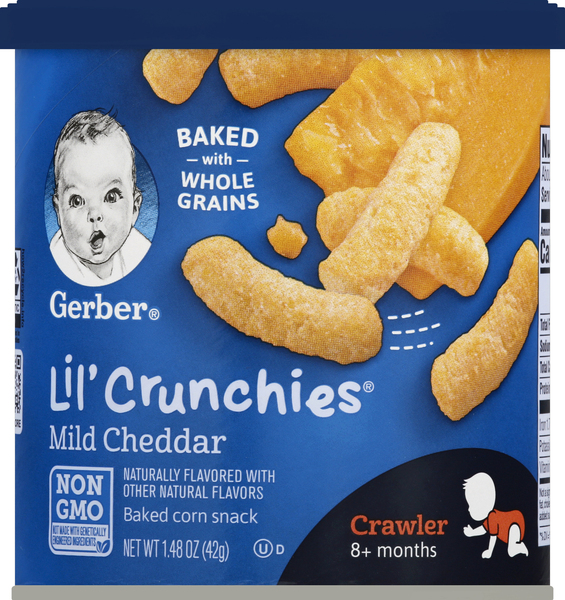Gerber Baked Corn Snack, Lil Crunchies, Mild Cheddar, 8+ Months