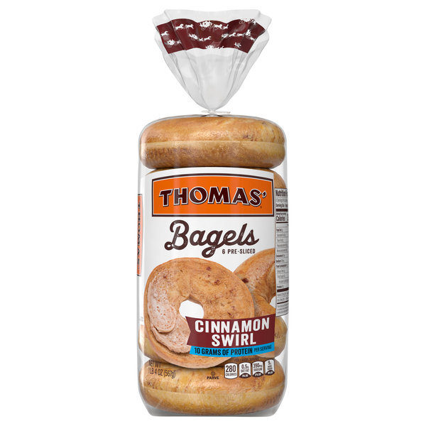 THOMAS Bagels, Pre-Sliced, Cinnamon Swirl