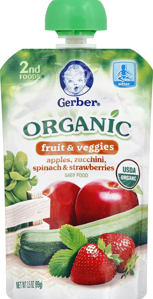 Gerber Baby Food, Fruit & Veggies, Apples, Zucchini, Spinach & Strawberries