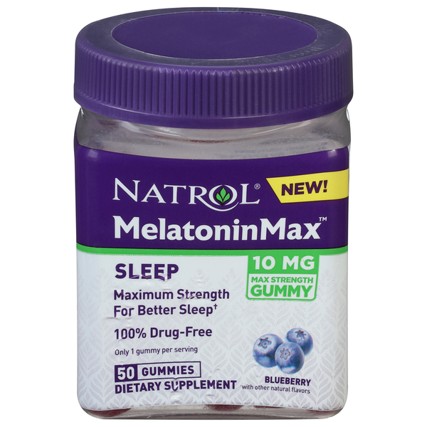 Natrol Sleep, Max Strength, 10 mg, Gummies, Blueberry