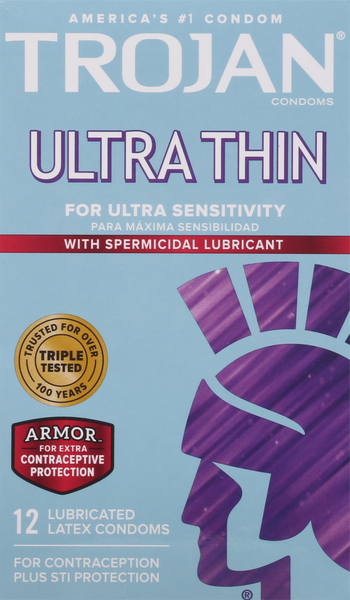 Trojan Condoms with Spermicidal Lubricant, Ultra Thin