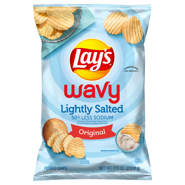 Lays Potato Chips, Lightly Salted, Original, Wavy