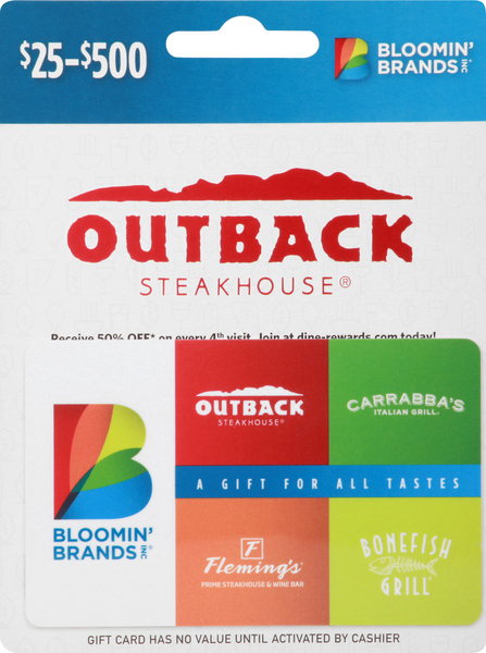 Outback Steakhouse Gift Card, $25-$500